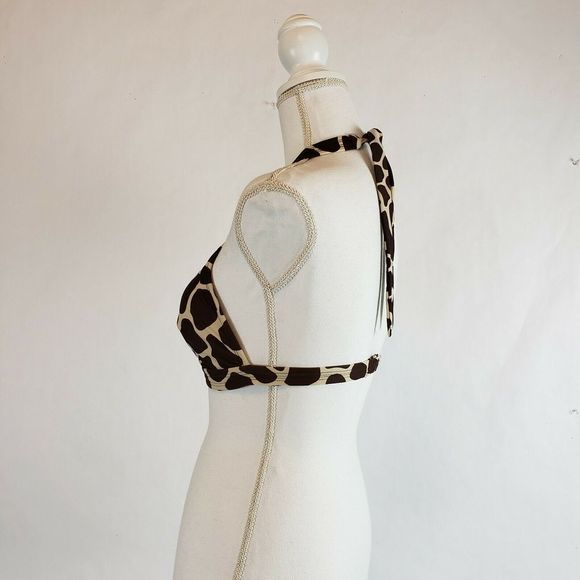 ISSAC MIZRAHI Animal Girafee Print Bra Top Size L - Picture 3 of 7